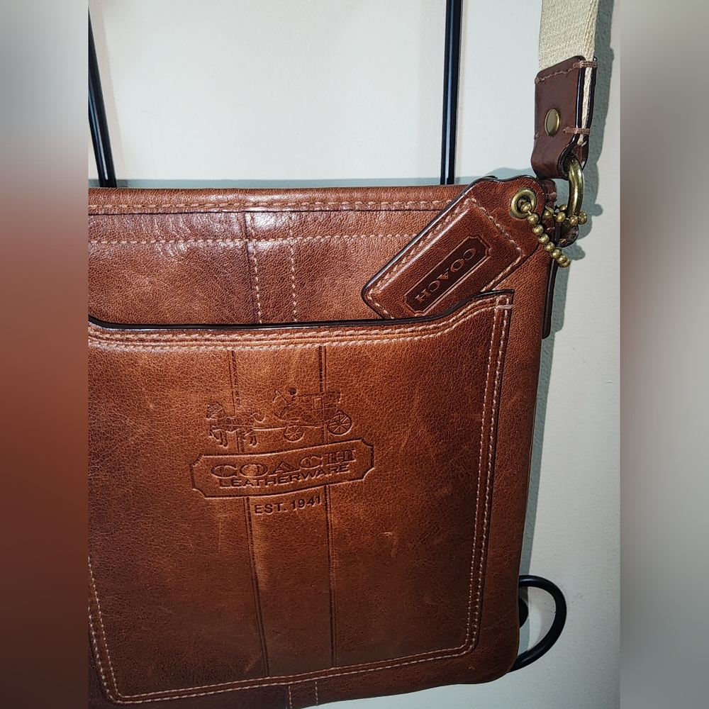 Coach Whisky Brown Leather Horse Carriage Crossbody Purse 1941 Leatherware - Picture 3 of 12